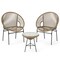 3 Pieces Brown Rope Patio Set with Chairs and Glass-Top Table Outdoor
